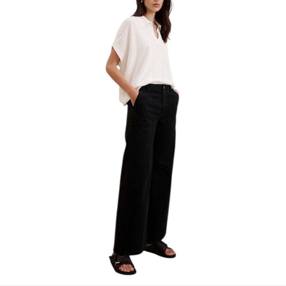 Banana Republic Parachute Pants 16‎ Black Chino Mid Rise Full Length Utility